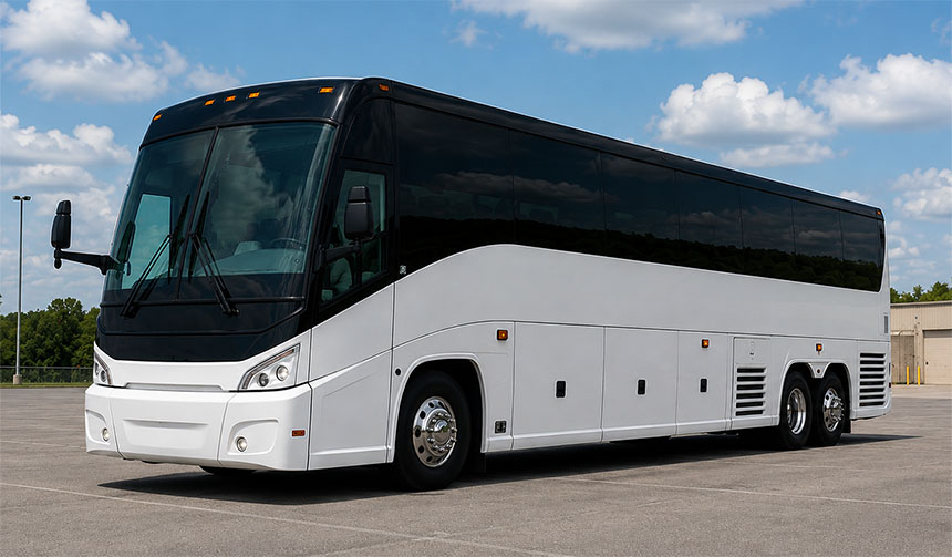 56-passenger charter bus available for charter in Pearland, TX